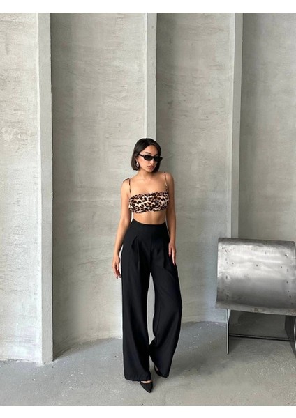 Pileli Keten Pantolon S255046