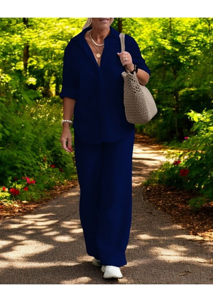 Rahat Gömlek Pantolon Keten Takım