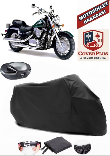 Suzuki Vl 1500 Intruder Motor Brandası Siyah Arka Çanta Uyumlu Motorsiket Brandası Motor Örtüsü Çadır Su Geçirmez Motosiklet Kılıfı Motor Brandası