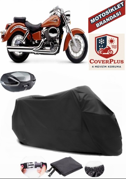 Honda Vt 750 Shadow Ace Siyah Arka Çanta Uyumlu Motorsiket Brandası Motor Örtüsü Çadır Su Geçirmez Motosiklet Kılıfı Motor Brandası