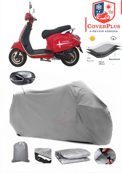 Kral Motor Rana Arka Çanta Uyumlu (Gri) Motorsiket Brandası Motor Örtüsü Çadır Su Geçirmez Motosiklet Kılıfı Motor Brandası