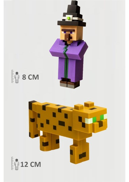 Minecraft Witch Cadı ve Ocelon Set Hareketli Eklemli Figür