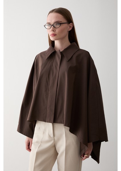 Kahverengi Pelerin Model Trençkot - 7603 indirimleri