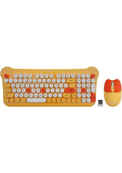 Everest KM-6244 Bunny Renkli Tuşlu Sarı 2.4 Ghz + Bt Kablosuz Q Multimedia Klavye + Mouse Set