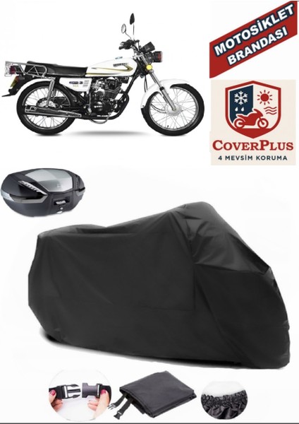 Yuki YK125 Rex Motor Brandası Siyah Arka Çanta Uyumlu Motorsiket Brandası Motor Örtüsü Çadır Su Geçirmez Motosiklet Kılıfı Motor Brandası