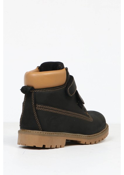 Hakiki Deri Siyah Unisex Çocuk Bot & Bootie 1101-F modelleri