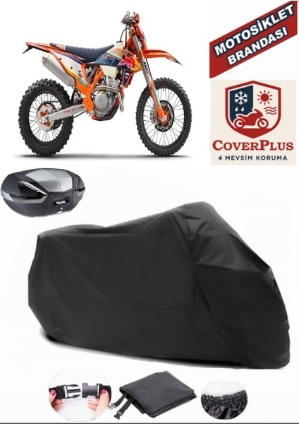 Ktm 350 Exc-F Motor Brandası Siyah Arka Çanta Uyumlu Motorsiket Brandası Motor Örtüsü Çadır Su Geçirmez Motosiklet Kılıfı Motor Brandası