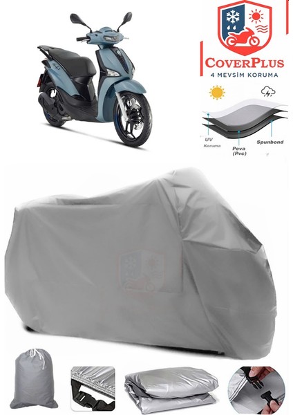 Piaggio Liberty 150 Gri Motorsiket Brandası Motor Örtüsü Çadır Su Geçirmez Motosiklet Kılıfı Motor Brandası