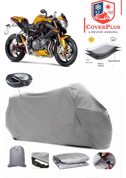 Benelli Tnt Cafe Racer Arka Çanta Uyumlu (Gri) Motorsiket Brandası Motor Örtüsü Çadır Su Geçirmez Motosiklet Kılıfı Motor Brandası