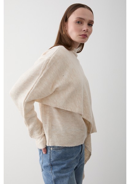 Taş Atkı Detaylı Triko Kazak - 98073