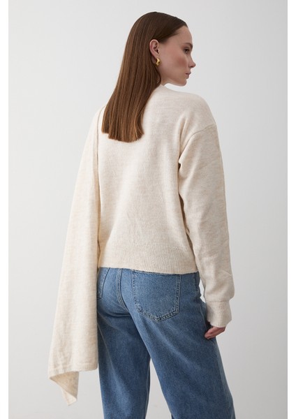 Taş Atkı Detaylı Triko Kazak - 98073