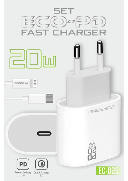 EC-020 20W ECO-PD Hızlı Şarj USB-C to Lightning