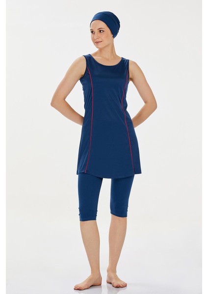 Likralı Boneli Askılı Tesettür Mayo | 9098