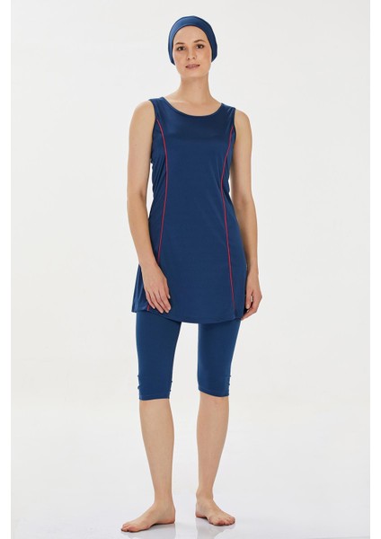 Likralı Boneli Askılı Tesettür Mayo | 9098