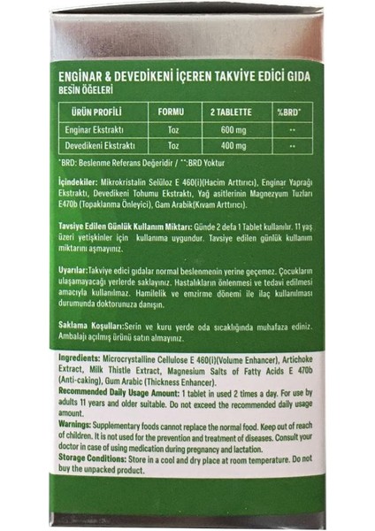 Enginar & Devedikeni 1100 Mg 60 Tablet modelleri