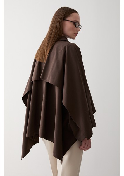 Kahverengi Pelerin Model Trençkot - 7603