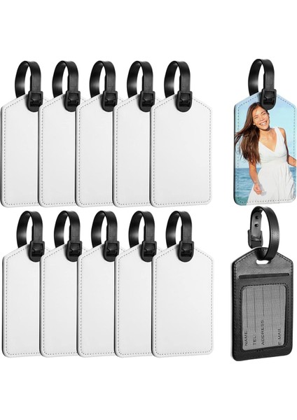Süblimasyon Bagaj Etiketleri Beyaz Isı Transfer Pu Deri Isim Etiketi Boş Bavul Etiketleri Seyahat Iş Kimlik Kartı Tutucu (Yurt Dışından)