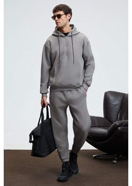 ANSEL Erkek Lastikli Dar Paça Üç Cepli Yumuşacık Organik Pamuklu Koyu Gri Eşofman Altı fiyatları