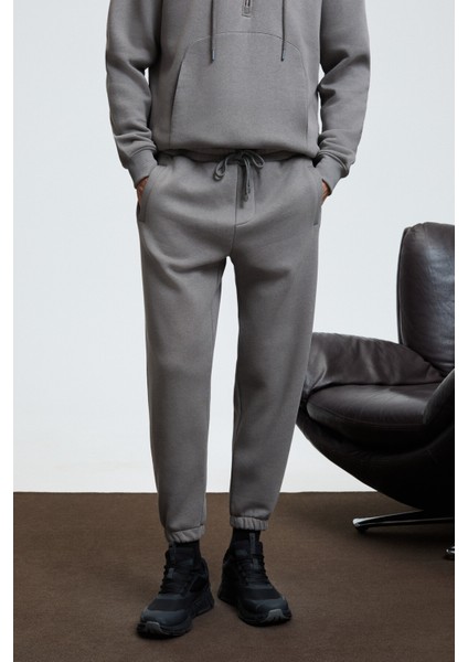 ANSEL Erkek Lastikli Dar Paça Üç Cepli Yumuşacık Organik Pamuklu Koyu Gri Eşofman Altı modelleri