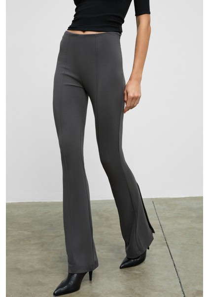 LYSAVINE Kadın Esnek Kumaşlı Slim Fit Koyu Gri Pantolon fırsatları