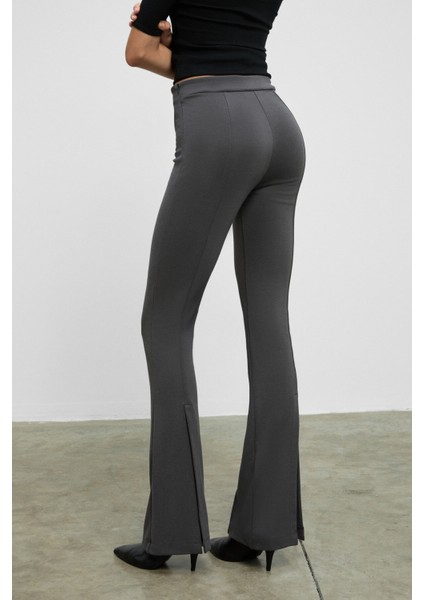 LYSAVINE Kadın Esnek Kumaşlı Slim Fit Koyu Gri Pantolon indirimleri