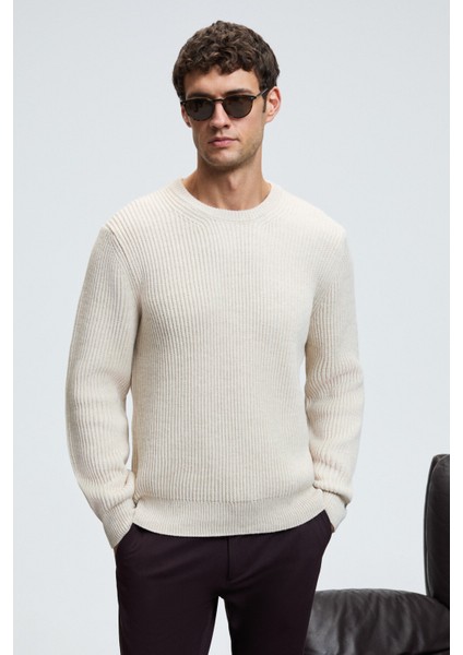 CABLIN Erkek Yuvarlak Yaka Regular Fit Triko Taş Rengi Kazak modelleri
