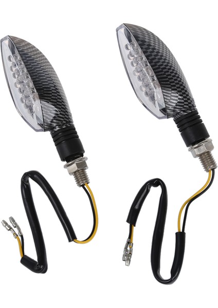 Adet 12V Karbon Motosiklet LED Dönüş Sinyali Gösterge Işığı Sarı Ampul (Yurt Dışından)