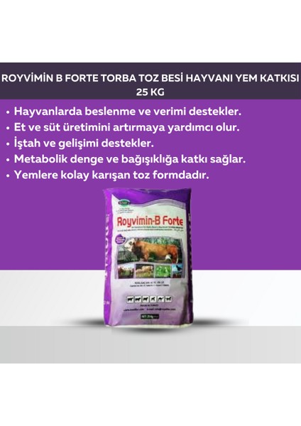 Tekno Trust Royvimin B Forte Torba Toz Besi Hayvanı Yem Katkısı 25 kg