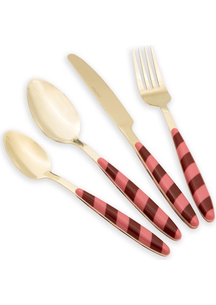 Joy Çatal Kaşık Bıçak Takımı Pembe Gold 24 Parça