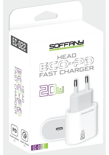 EC-022 20W PD USB-C Hızlı Şarj Adaptörü fiyatları