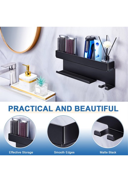 Saç Kurutma Makinesi ve Şekillendirici Askısı, Duvara Monte, Siyah, Kendinden Yapışkanlı. (Yurt Dışından) fiyatları