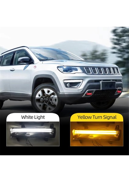 Jeep Compass 2017-2020 Için LED Gündüz Farı Beyaz Gündüz Farı Sarı Sinyal Lambası Sis Lambası Aksesuarları (Yurt Dışından) fırsatları