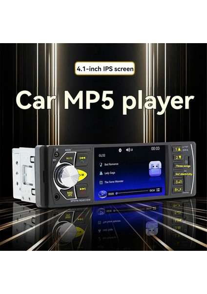 4.1 Inç Ekranlı Araba Mp5 Çalar Bluetooth 1 Din Uzaktan Ses Sistemi USB Aux Fm Desteği Arka Görüş Kamerası ile Uyumludur (Yurt Dışından) fiyatları