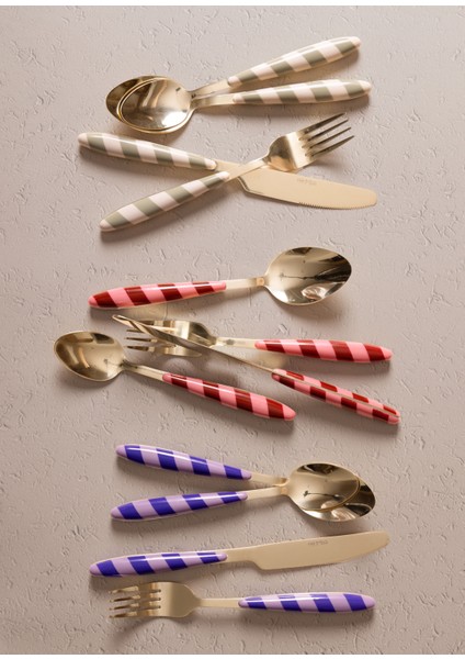 Joy Çatal Kaşık Bıçak Takımı Mor Gold 24 Parça