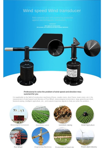 30M/S Polikarbon Rüzgar Hızı Yön Sensörü Hava Istasyonu Dış Mekan 3 Bardak Anemometre Sensör Çıkışı 0-5V (Yurt Dışından) fiyatları