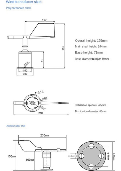 30M/S Polikarbon Rüzgar Hızı Yön Sensörü Hava Istasyonu Dış Mekan 3 Bardak Anemometre Sensör Çıkışı 0-5V (Yurt Dışından) modelleri