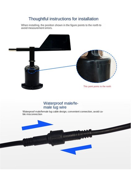 30M/S Polikarbon Rüzgar Hızı Yön Sensörü Hava Istasyonu Dış Mekan 3 Bardak Anemometre Sensör Çıkışı 0-5V (Yurt Dışından) fırsatları