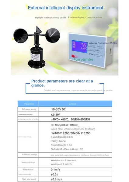 30M/S Polikarbon Rüzgar Hızı Yön Sensörü Hava Istasyonu Dış Mekan 3 Bardak Anemometre Sensör Çıkışı 0-5V (Yurt Dışından) indirimleri