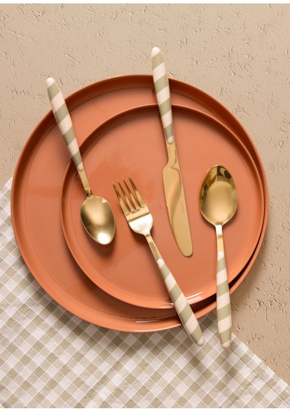 Joy Çatal Kaşık Bıçak Takımı Yeşil Gold 24 Parça modelleri