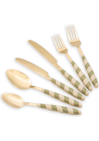 Joy Çatal Kaşık Bıçak Takımı Yeşil Gold 36 Parça