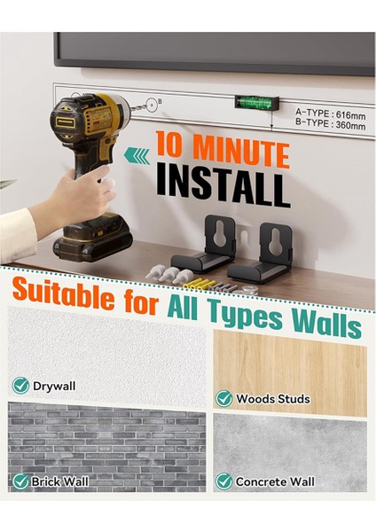 Ağır Hizmet Tipi Merkez Kanal Için 2 Adet Hoparlör Duvar Montajlı Yüzer Raf (Yurt Dışından) modelleri