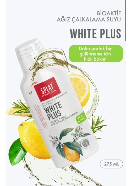 White Plus Ağız Çalkalama Suyu 275 ml Limon Aromalı Plak ve Tartar Önleyici Ferah Nefes indirimleri