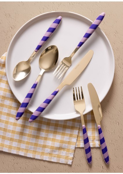 Joy Çatal Kaşık Bıçak Takımı Mor Gold 36 Parça modelleri