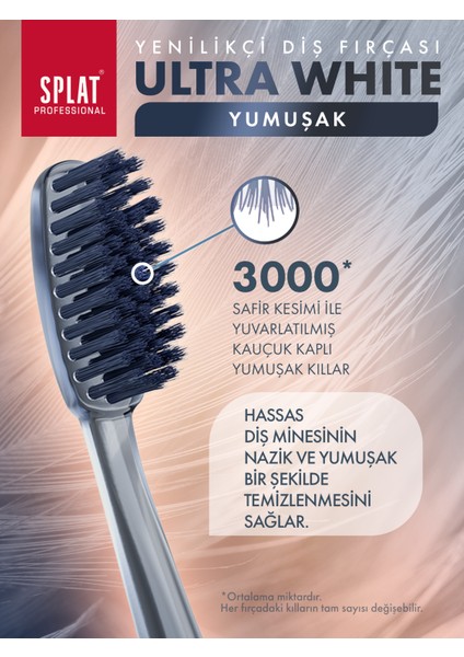 Ultra White Soft Profesyonel Kauçuk Kaplı Yumuşak Kıllar Diş Fırçası 2500 Kıl