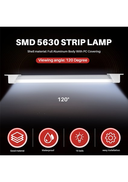 2x 12V Araba LED Smd Iç Aydınlatma Çubuğu Tüp Şerit Lambası Van Tekne Karavan Karavan Soğuk Beyaz (Yurt Dışından) indirimleri