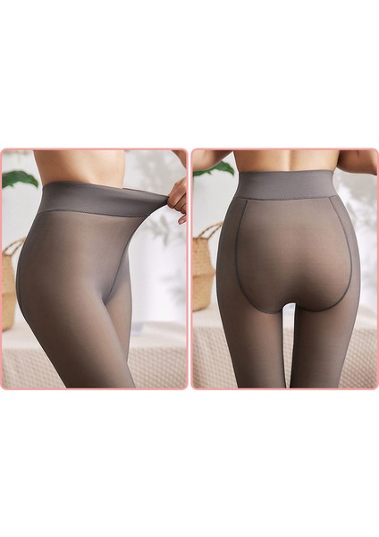 Ten Görünümlü Sıcacık Tutan Polar Peluş Kadın Termal Ten Külotlu Çorap Gri fırsatları