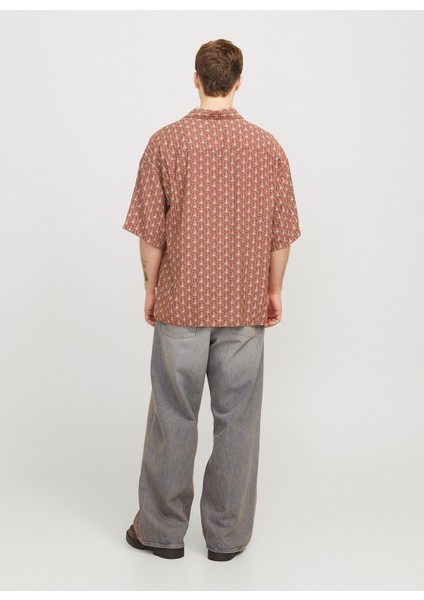 Geniş Fit Kızıl Kahve Erkek Gömlek 12271103_JORMARSHALL Islıngton Aop fırsatları