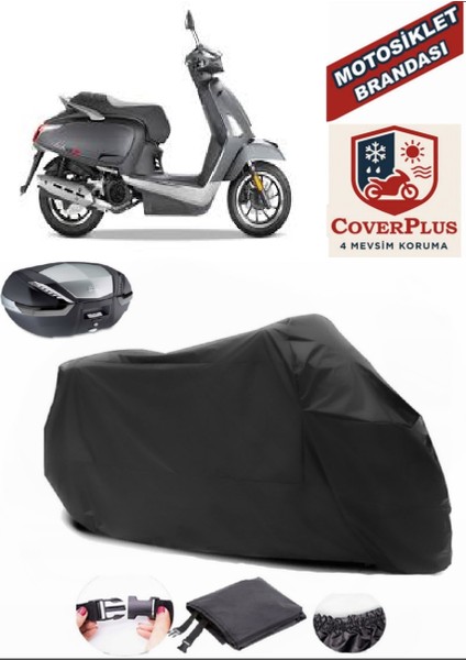 Kymco Like S 125 Motor Brandası Siyah Arka Çanta Uyumlu Motorsiket Brandası Motor Örtüsü Çadır Su Geçirmez Motosiklet Kılıfı Motor Brandası