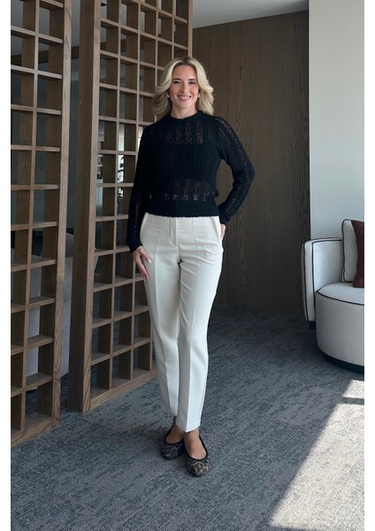 Siyah Örme Triko Bluz - 4413