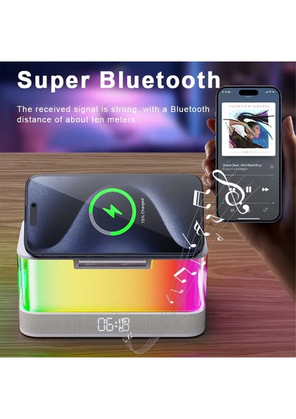 Çok Işlevli Kablosuz Şarj Pedi Standı Hoparlör Rgb Gece Lambası 15W (Yurt Dışından) fiyatları
